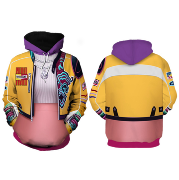 Kpop Demon Hunters Costume Rumi Cosplay Yellow 3D Printed Pullover Hoodie For Adult Unisex Halloween Carnival Suit